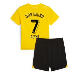 Kinder Heimtrikot Borussia Dortmund 2023-24 Kurzarm + Kurze Hosen Giovanni Reyna 7