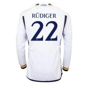 Herren Real Madrid 2023-24 Heimtrikot weiß Langarm Fußballtrikots Antonio Rudiger 22