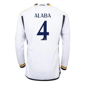Herren Real Madrid 2023-24 Heimtrikot weiß Langarm Fußballtrikots David Alaba 4