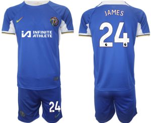 Herren Fußballtrikots Set Chelsea 2023-24 weiß blau Heimtrikot Reece James 24