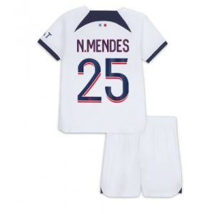 Kindertrikot Paris Saint-Germain PSG 2023-24 Auswärtstrikot Trikotsatz Kit Nuno Mendes 25